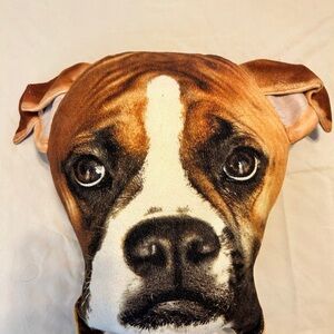 Brown Boxer Dog Face Pillow